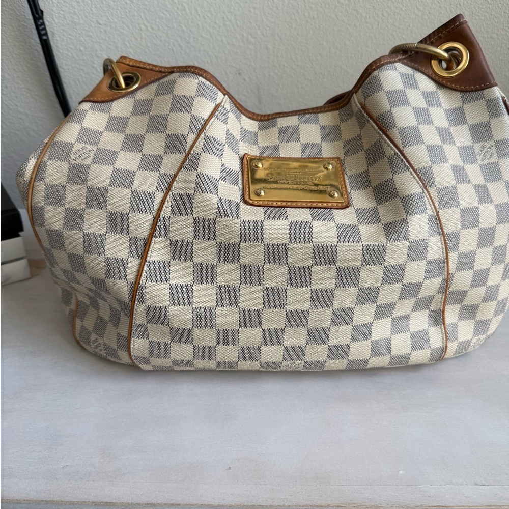 Louis Vuitton Damier Azur Shoulder Bag - Cream and Brown